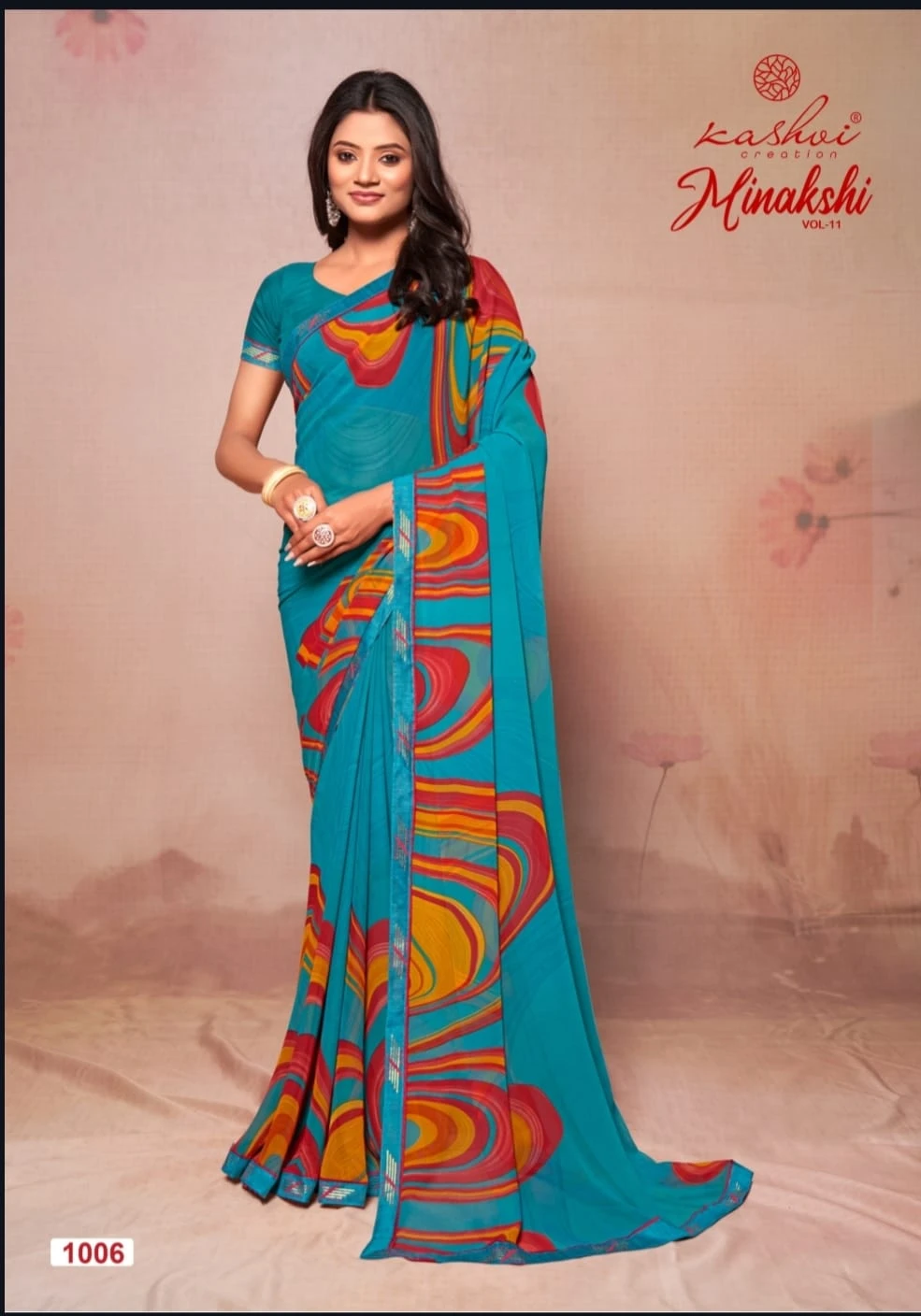 Kashvi Creation Minakshi Vol 11 Georgette Wholesale Fancy Sarees Catalog — Wholesale Sarees, Kashvi Creation wholesale from Surat - Gallery Image 3